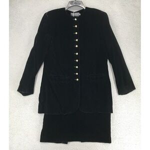 Vintage Jimmy Garcia Velvet Midi Skirt Suit Size 10 Jacket Sz M Lined Black NWT